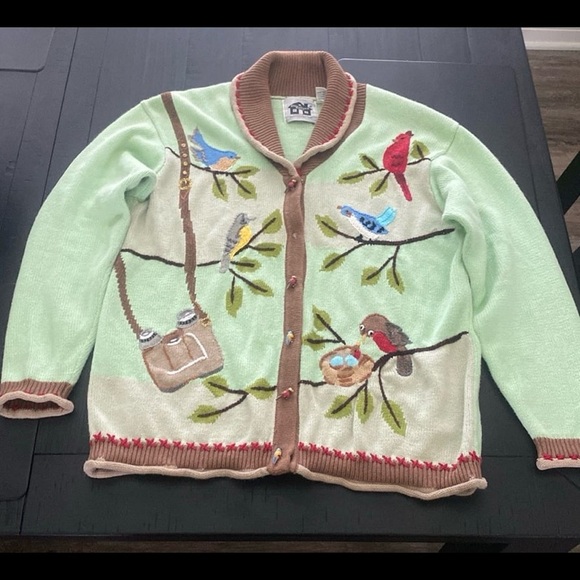 Storybook Knits Sweaters - Storybook Knits Bird watcher Embroidered Cardigan